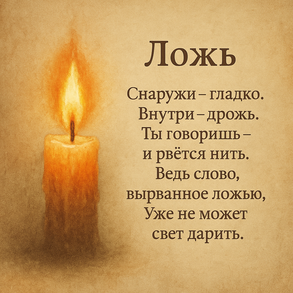 🕯 Когда ты лжёшь — ты теряешь силу своего слова